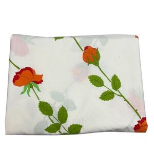 sheet flat CHRISTIAN DIOR full vintage orange roses 50% cotton 81x104